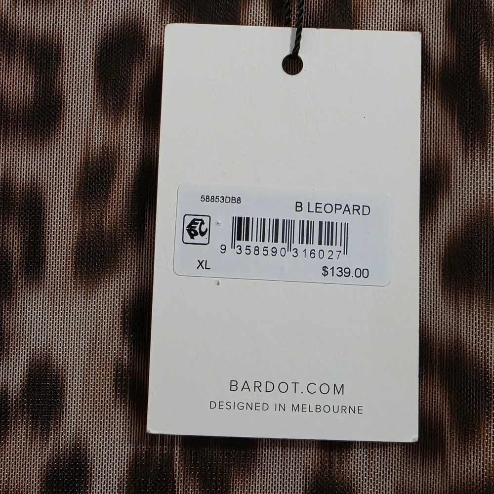 Bardot Lea Mesh Midi Women's XL Brown Leopard Print Twist Front Mock Neck NEW - Picture 4 of 6